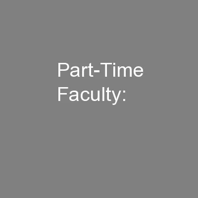 Part-Time Faculty: