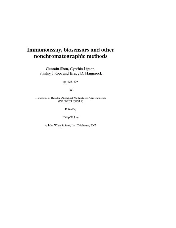 Immunoassay,biosensorsandothernonchromatographicmethodsGuominShan,Cynt