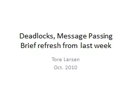 Deadlocks, Message Passing