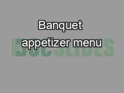 Banquet appetizer menu