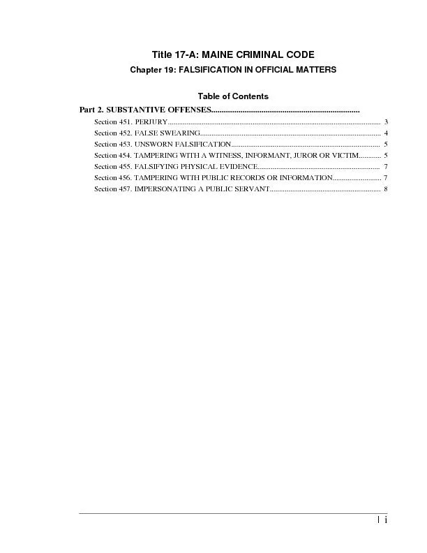 MRS Title 17-A, Chapter 19: FALSIFICATION IN OFFICIAL MATTERSText curr