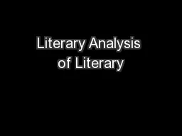 Literary Analysis of Literary