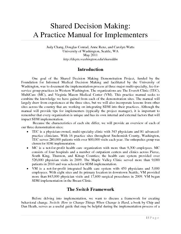 A Practice Manual for Implementers