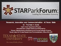 Research, Innovation and Commercialization  At Texas State
