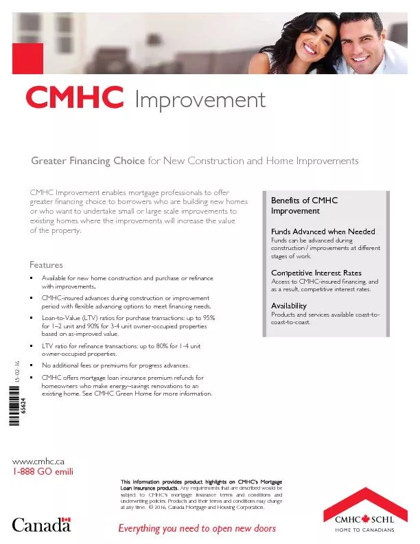 ImprovementGreater Financing Choicefor New Construction and Home Impro