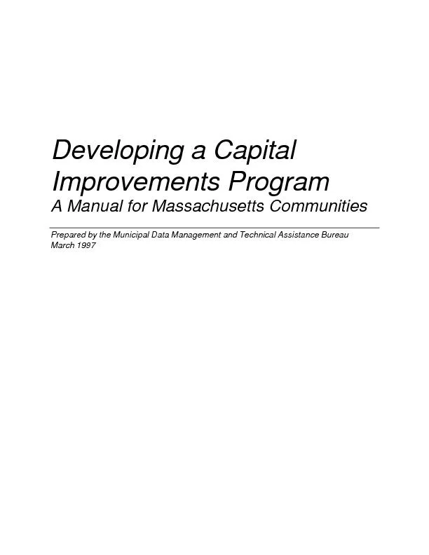 Developing a CapitalImprovements ProgramA Manual for Massachusetts Com