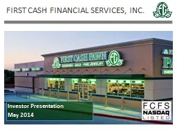 FIRST CASH FINANCIAL SERVICES, INC.