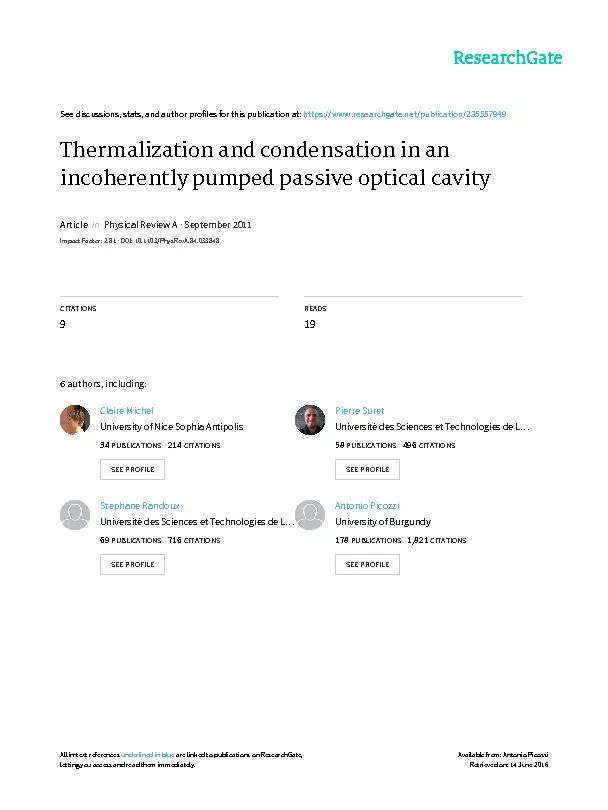 PHYSICALREVIEWA,033848(2011)Thermalizationandcondensationinanincoheren