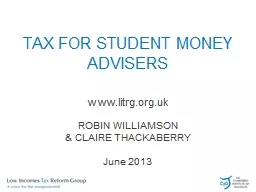 TAX FOR STUDENT MONEY ADVISERS