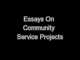 Essays On Community Service Projects