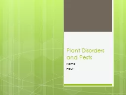 Plant Disorders and Pests