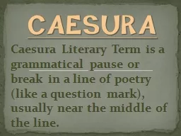 Caesura Literary Term is a grammatical pause or break in a