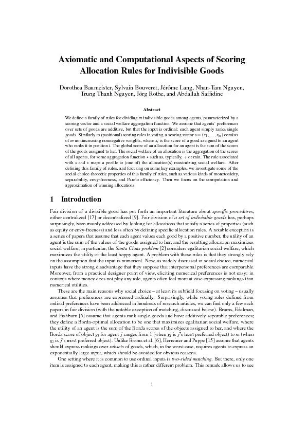 AxiomaticandComputationalAspectsofScoringAllocationRulesforIndivisible