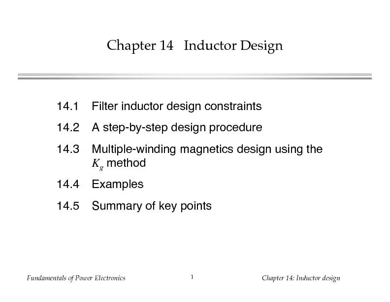 Fundamentals of Power ElectronicsChapter 14: Inductor designChapter 14
