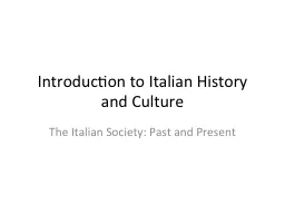 Introduction to Italian History and Culture