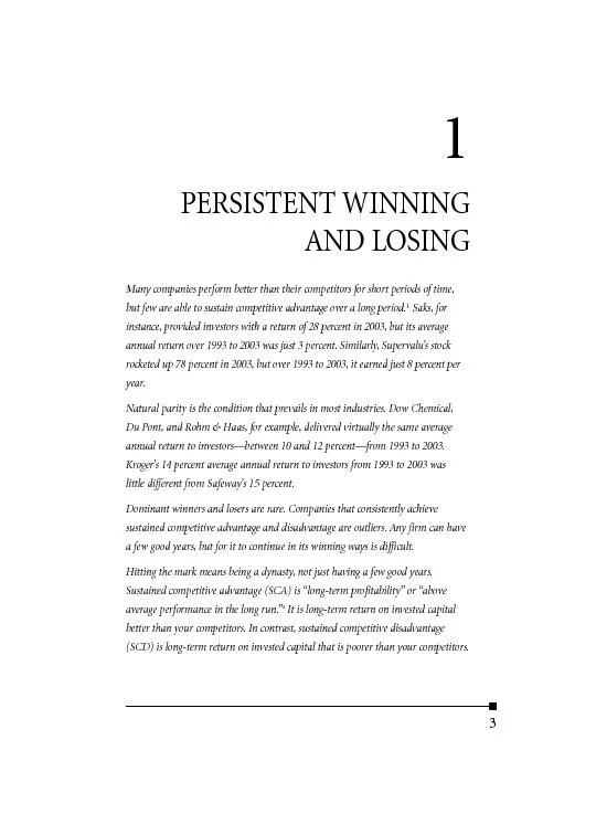 Chapter 1Persistent Winning and Losing