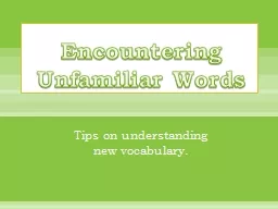 Encountering Unfamiliar Words