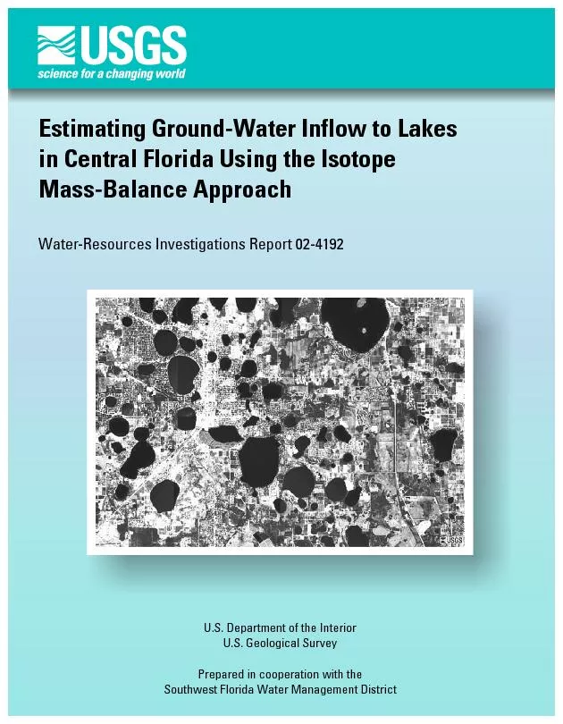 Estimating Ground-Water Inflow to Lakes in Central Florida Using the I