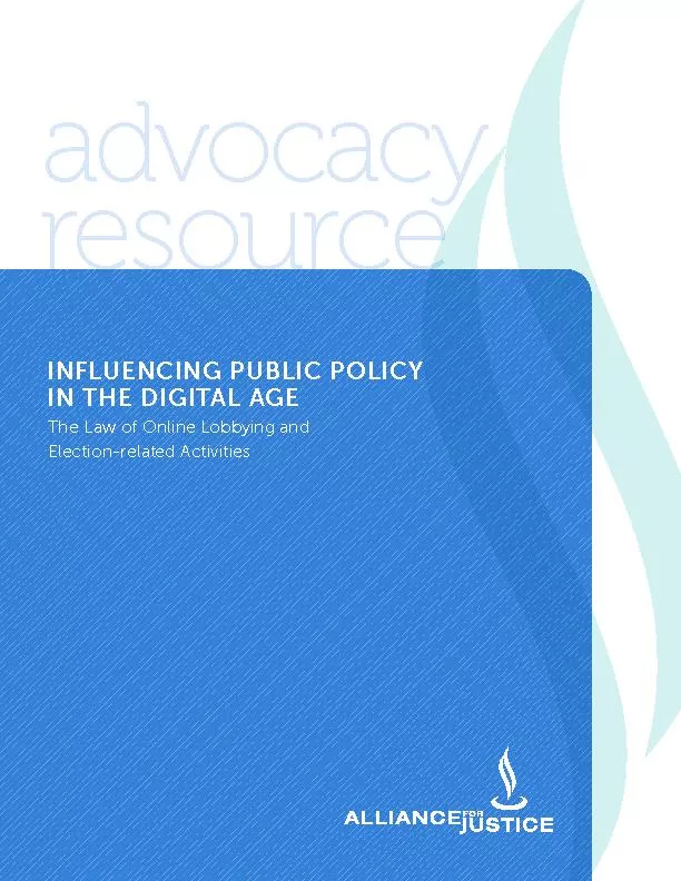 INFLUENCCY TAL The Law of Online Lobbying and Election-related Activit