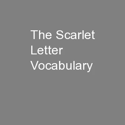 The Scarlet Letter Vocabulary