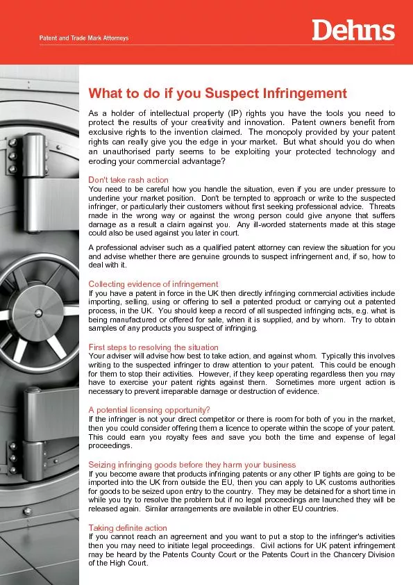 What to do if you Suspect Infringement