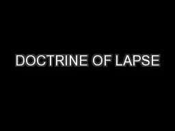 DOCTRINE OF LAPSE