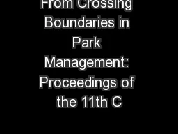 From Crossing Boundaries in Park Management: Proceedings of the 11th C