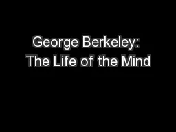 George Berkeley: The Life of the Mind