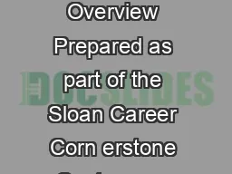 Architectural Engineering Overview Prepared as part of the Sloan Career Corn erstone Center