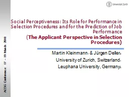 Social Perceptiveness: Its Role for Performance in Selectio