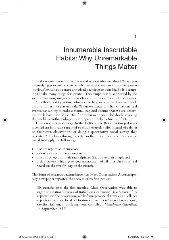 Innumerable Inscrutable Habits: Why Unremarkable Things MatterHow do w