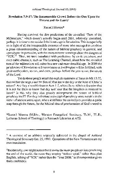 Ashland Theological Joumal32 (2000) Revelation 7:9-17: The Innumerable