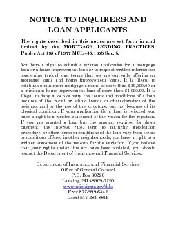 NOTICE TO INQUIRERS AND LOAN APPLICANTSThe rights described in this no