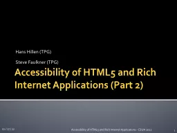 Accessibility of HTML5 and Rich Internet