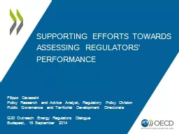 SUPPORTING EFFORTS TOWARDS ASSESSING regulators’ performa