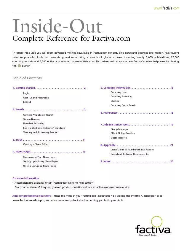 Complete Reference for Factiva.com