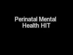 Perinatal Mental Health HIT