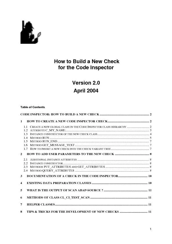 1 HOW TO CREATE A NEW CODE INSPECTOR CHECK............................