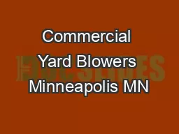 Commercial Yard Blowers Minneapolis MN