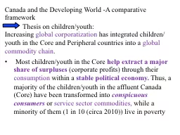 Canada and the Developing World -A comparative framework