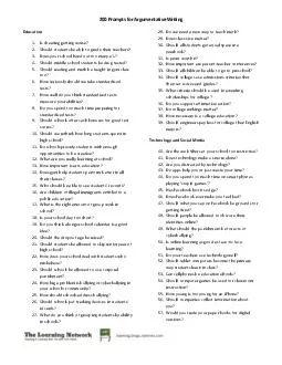 Prompts for Argumentative Writing Education