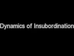 Dynamics of Insubordination