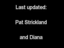 SN/HA/5760 Last updated: Pat Strickland and Diana Douse Section 
...