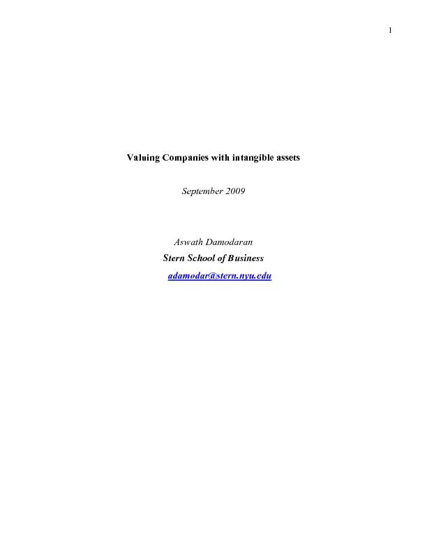 Valuing Companies with intangible assets  September 2009   Aswath Damo