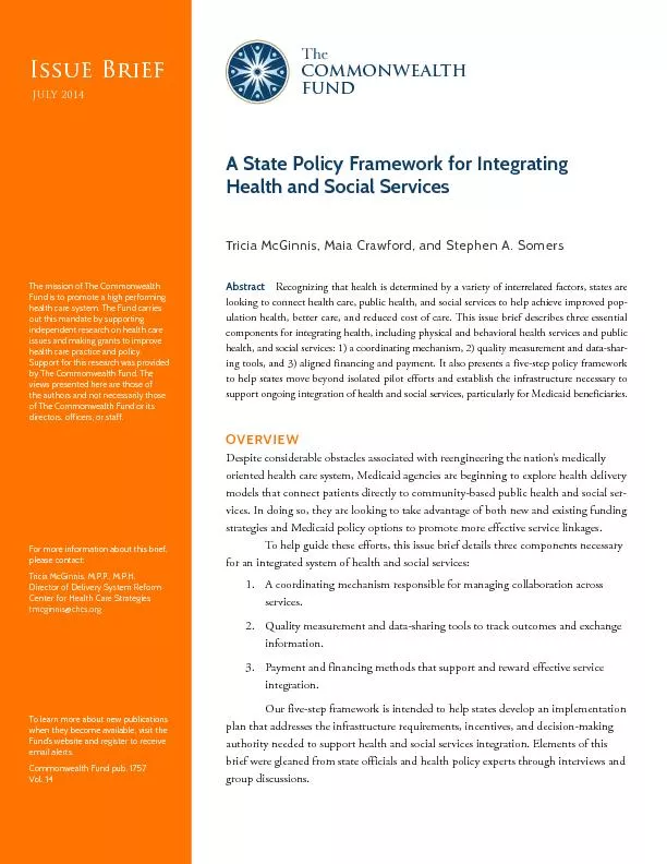 A State Policy Framework for Integrating