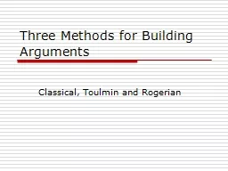 Three Methods for Building Arguments