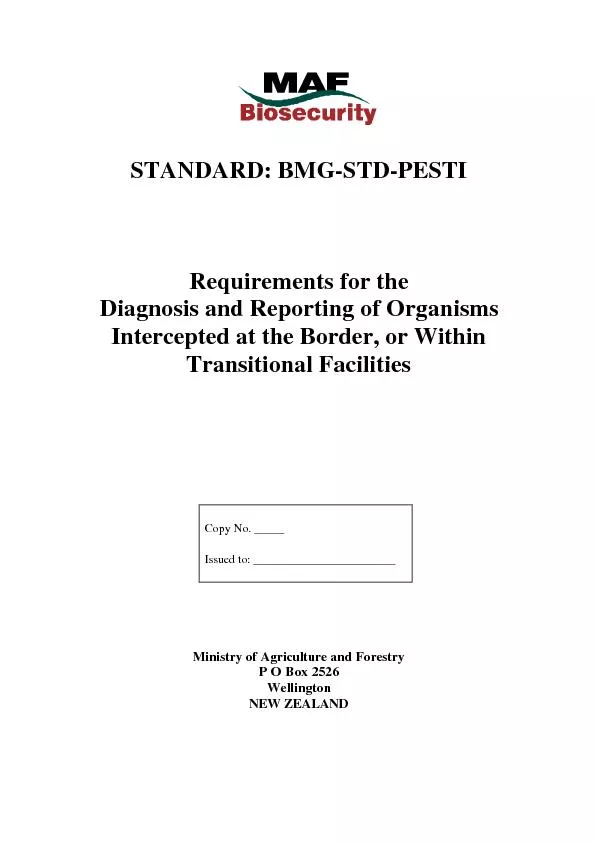 STANDARD: BMG-STD-PESTIRequirements for theDiagnosis and Reporting of