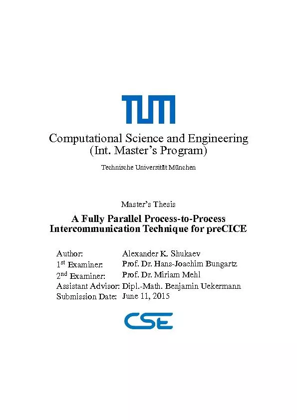 ComputationalScienceandEngineering(Int.Master’sProgram)Technisc