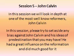 Session 5 – John Calvin