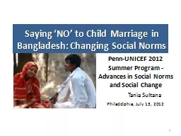 Saying ‘NO’ to Child Marriage in Bangladesh: Changing S